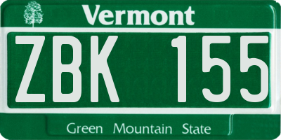 VT license plate ZBK155