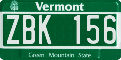 VT license plate ZBK156