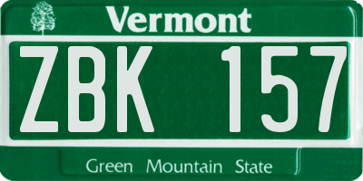 VT license plate ZBK157