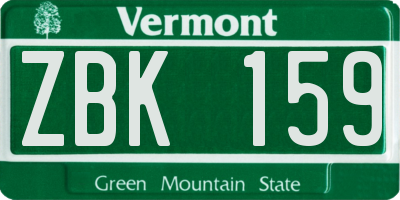 VT license plate ZBK159