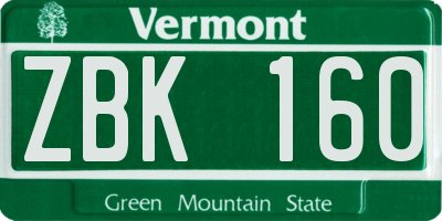 VT license plate ZBK160