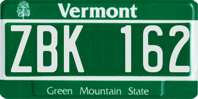 VT license plate ZBK162