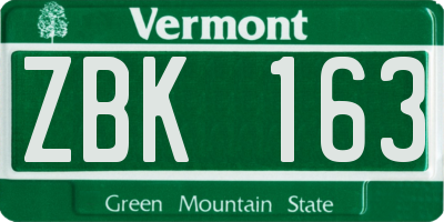 VT license plate ZBK163