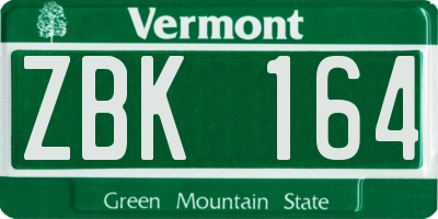 VT license plate ZBK164