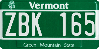 VT license plate ZBK165