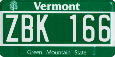 VT license plate ZBK166