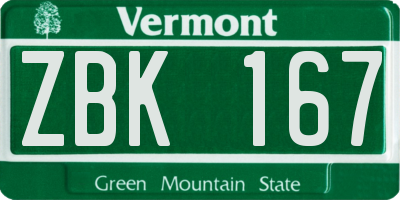 VT license plate ZBK167