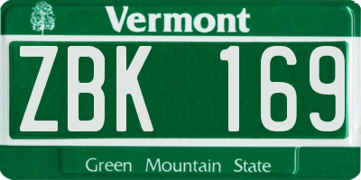 VT license plate ZBK169