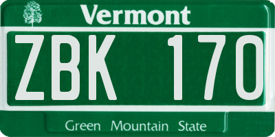 VT license plate ZBK170