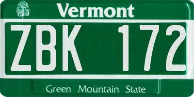 VT license plate ZBK172