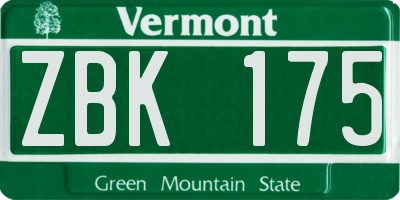 VT license plate ZBK175