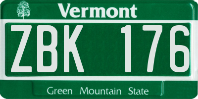 VT license plate ZBK176