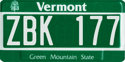 VT license plate ZBK177