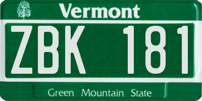 VT license plate ZBK181