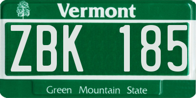 VT license plate ZBK185