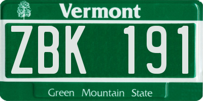 VT license plate ZBK191