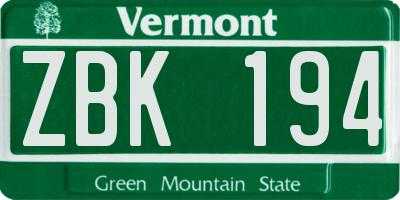 VT license plate ZBK194