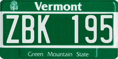 VT license plate ZBK195