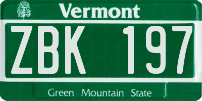 VT license plate ZBK197