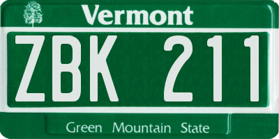 VT license plate ZBK211