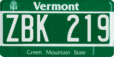 VT license plate ZBK219