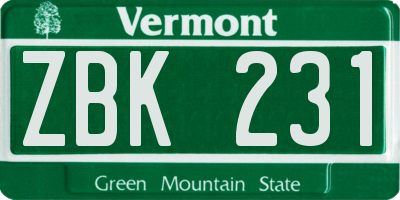 VT license plate ZBK231