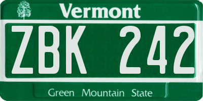 VT license plate ZBK242