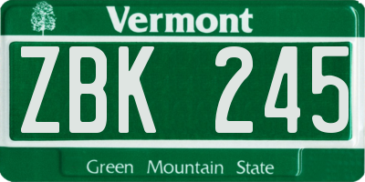 VT license plate ZBK245