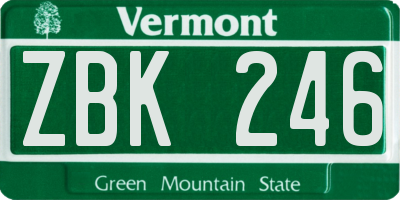 VT license plate ZBK246