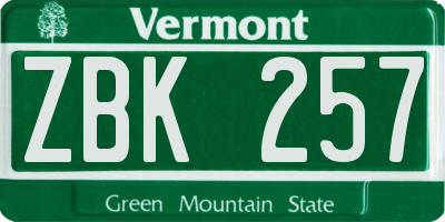 VT license plate ZBK257
