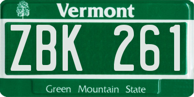 VT license plate ZBK261