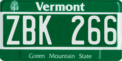 VT license plate ZBK266