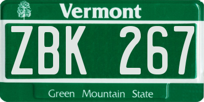 VT license plate ZBK267
