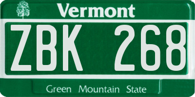 VT license plate ZBK268