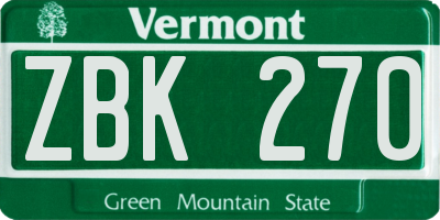VT license plate ZBK270