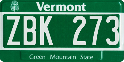 VT license plate ZBK273