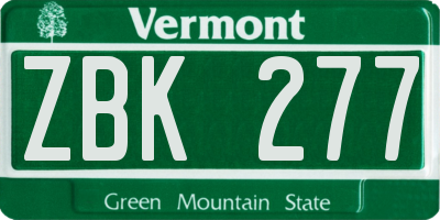 VT license plate ZBK277