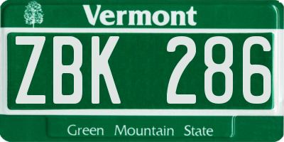 VT license plate ZBK286