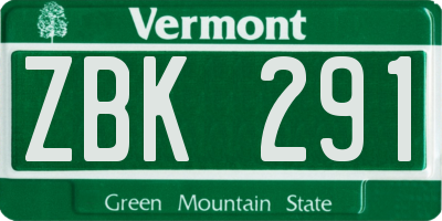 VT license plate ZBK291