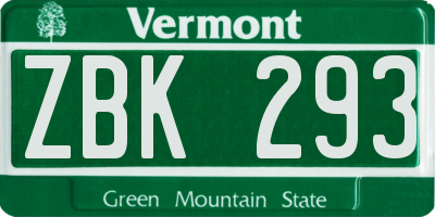 VT license plate ZBK293
