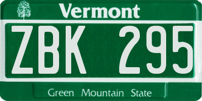 VT license plate ZBK295