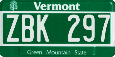 VT license plate ZBK297