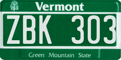 VT license plate ZBK303