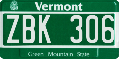VT license plate ZBK306