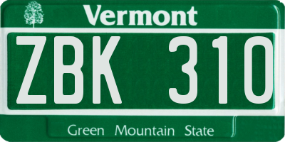 VT license plate ZBK310
