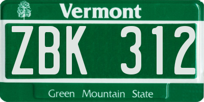 VT license plate ZBK312