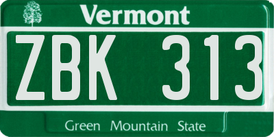VT license plate ZBK313