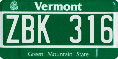 VT license plate ZBK316