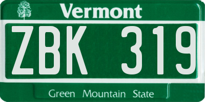 VT license plate ZBK319