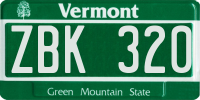VT license plate ZBK320